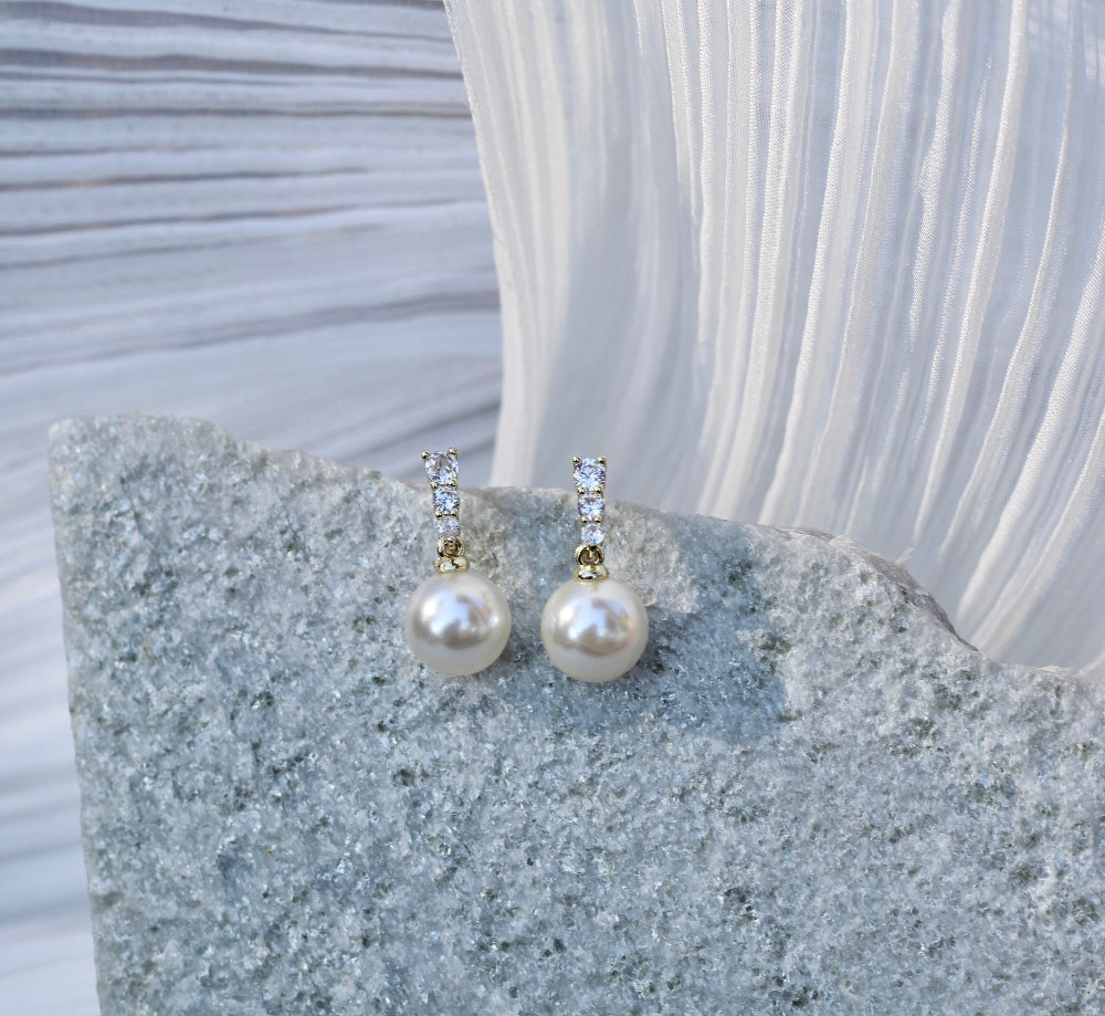 Miranda Pearl and Crystal Drop Earrings