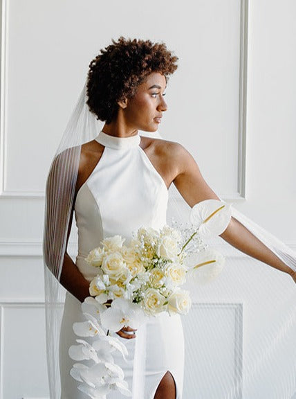 dress veil Elegant Pleated Veil for Modern Brides Fingertip