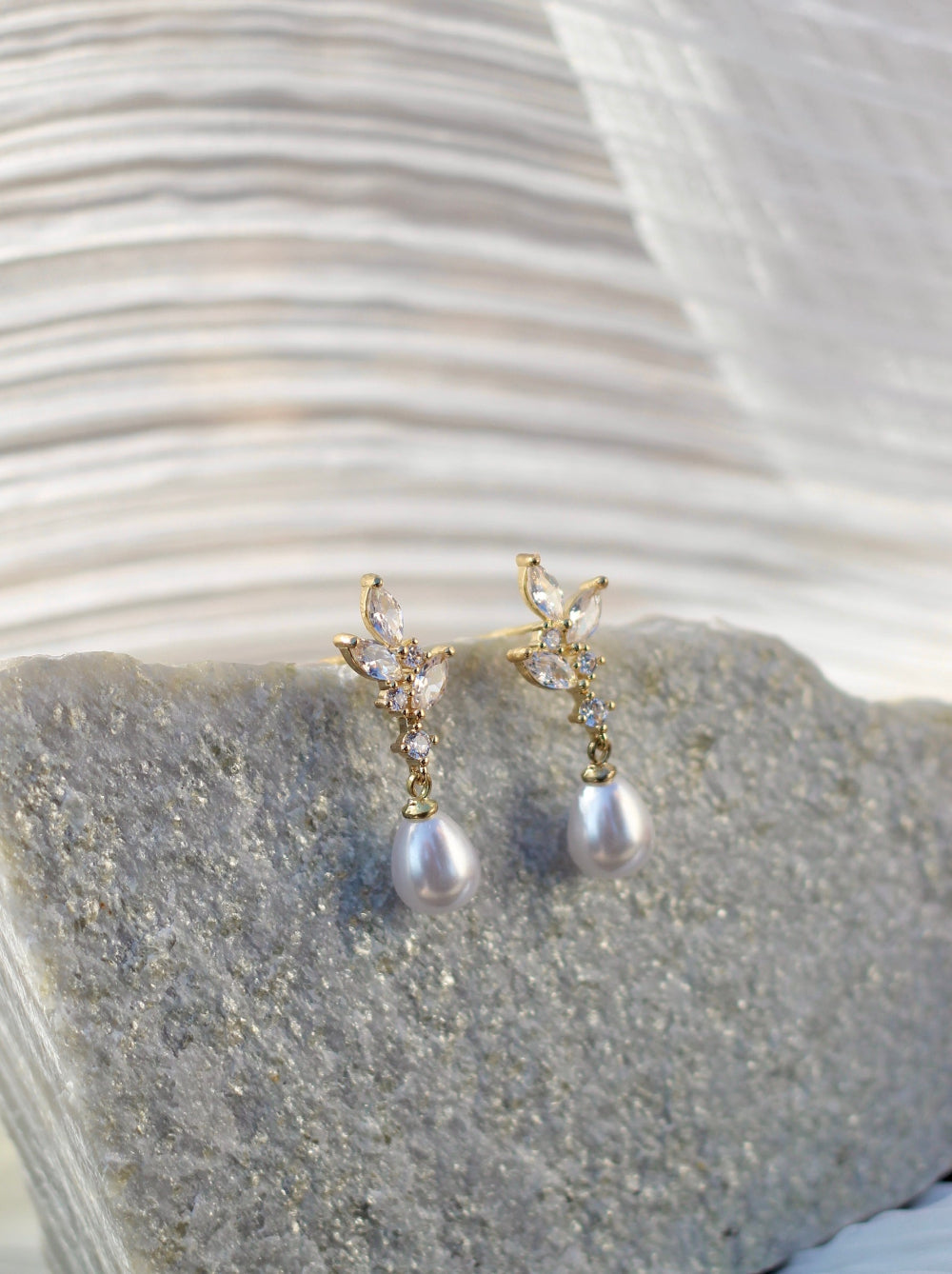 Carrie Pearl & Crystal Drop Earrings
