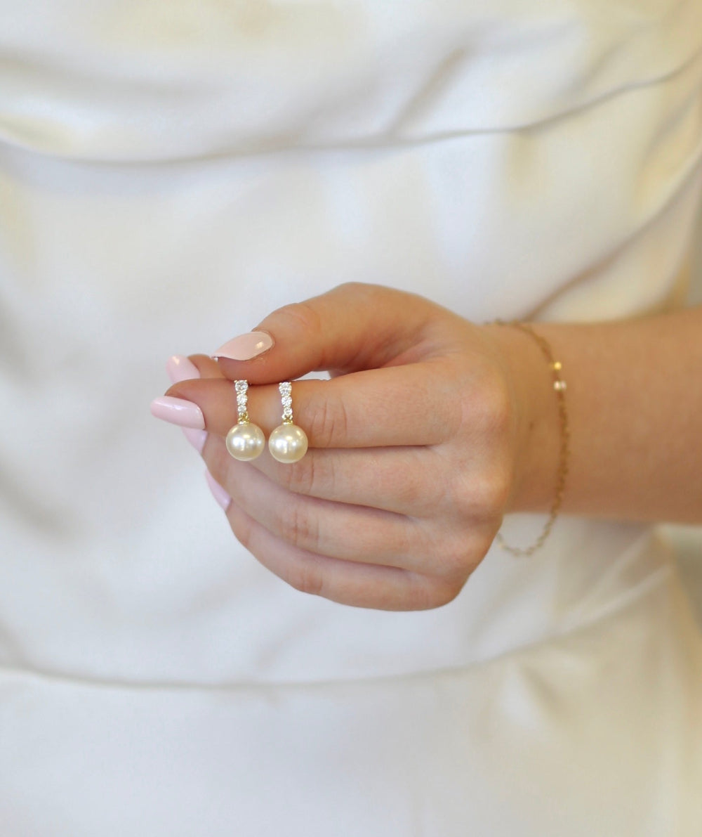 Miranda Pearl and Crystal Drop Earrings