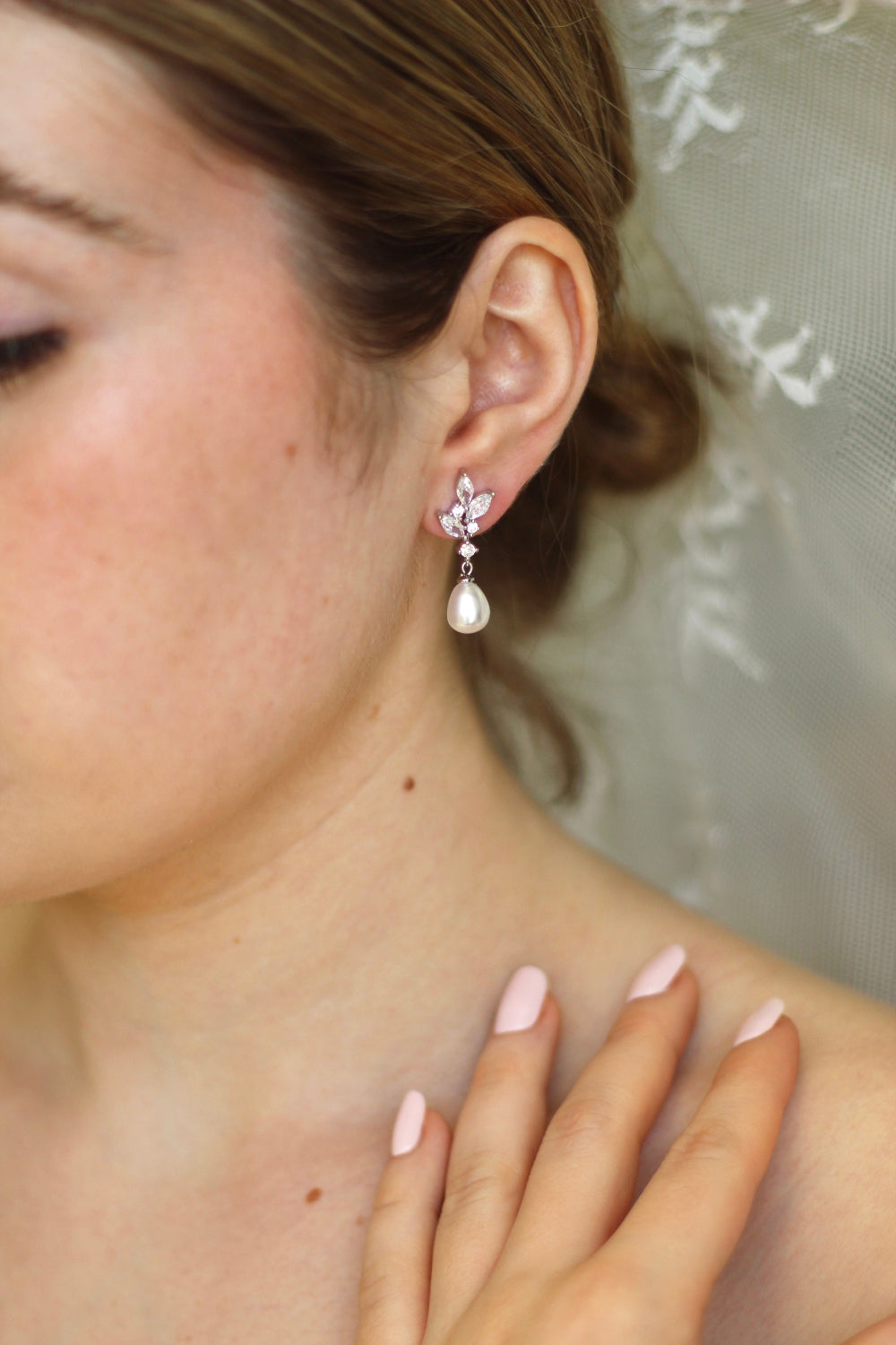 Carrie Pearl & Crystal Drop Earrings