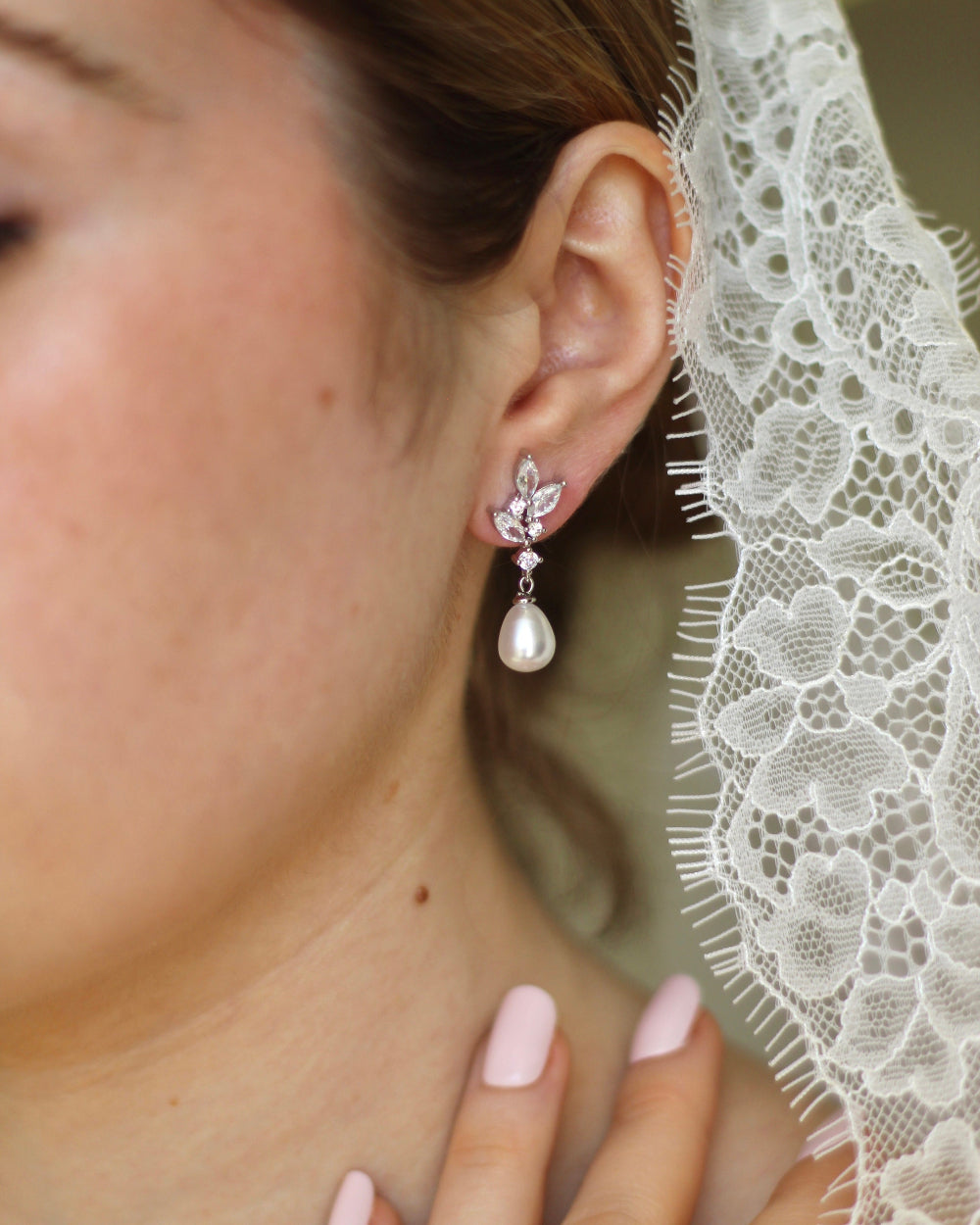Carrie Pearl & Crystal Drop Earrings
