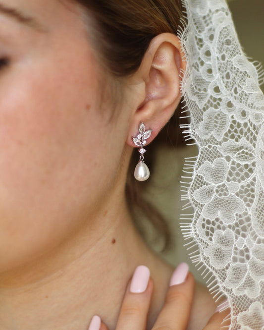 Carrie Pearl & Crystal Drop Earrings