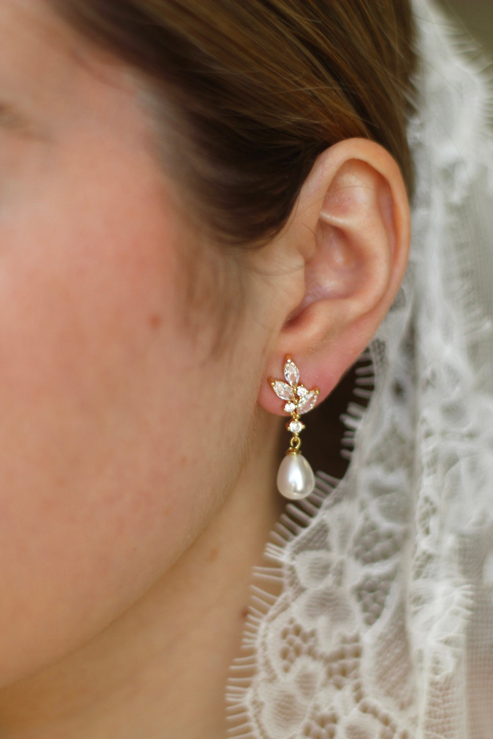 Carrie Pearl & Crystal Drop Earrings