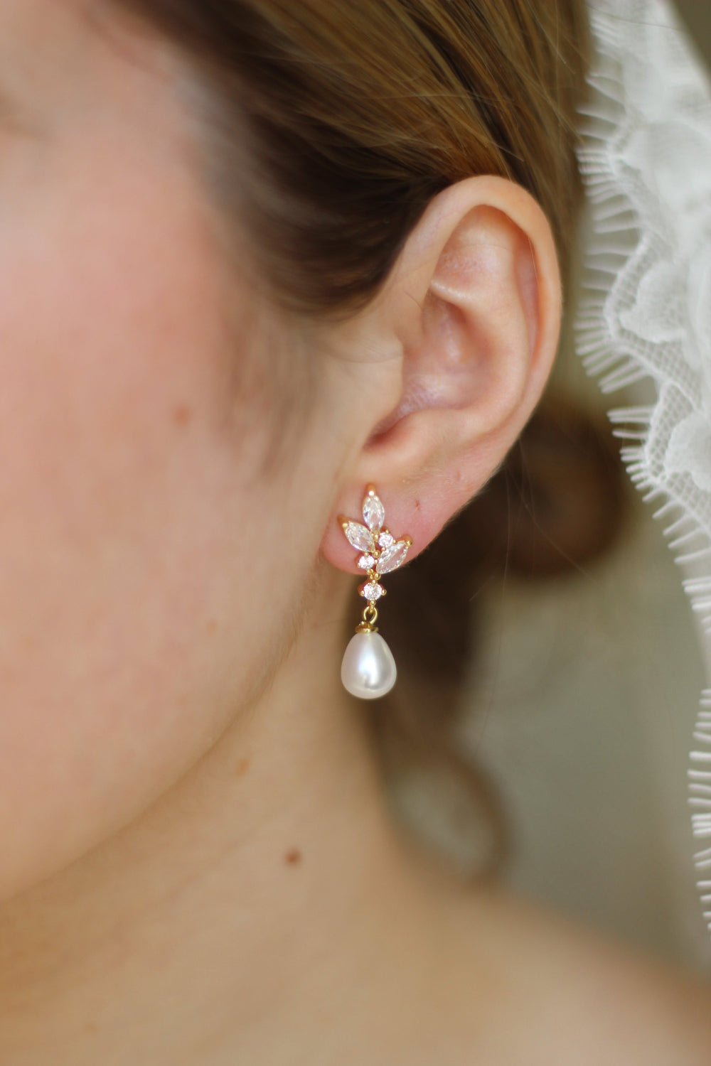 Carrie Pearl & Crystal Drop Earrings