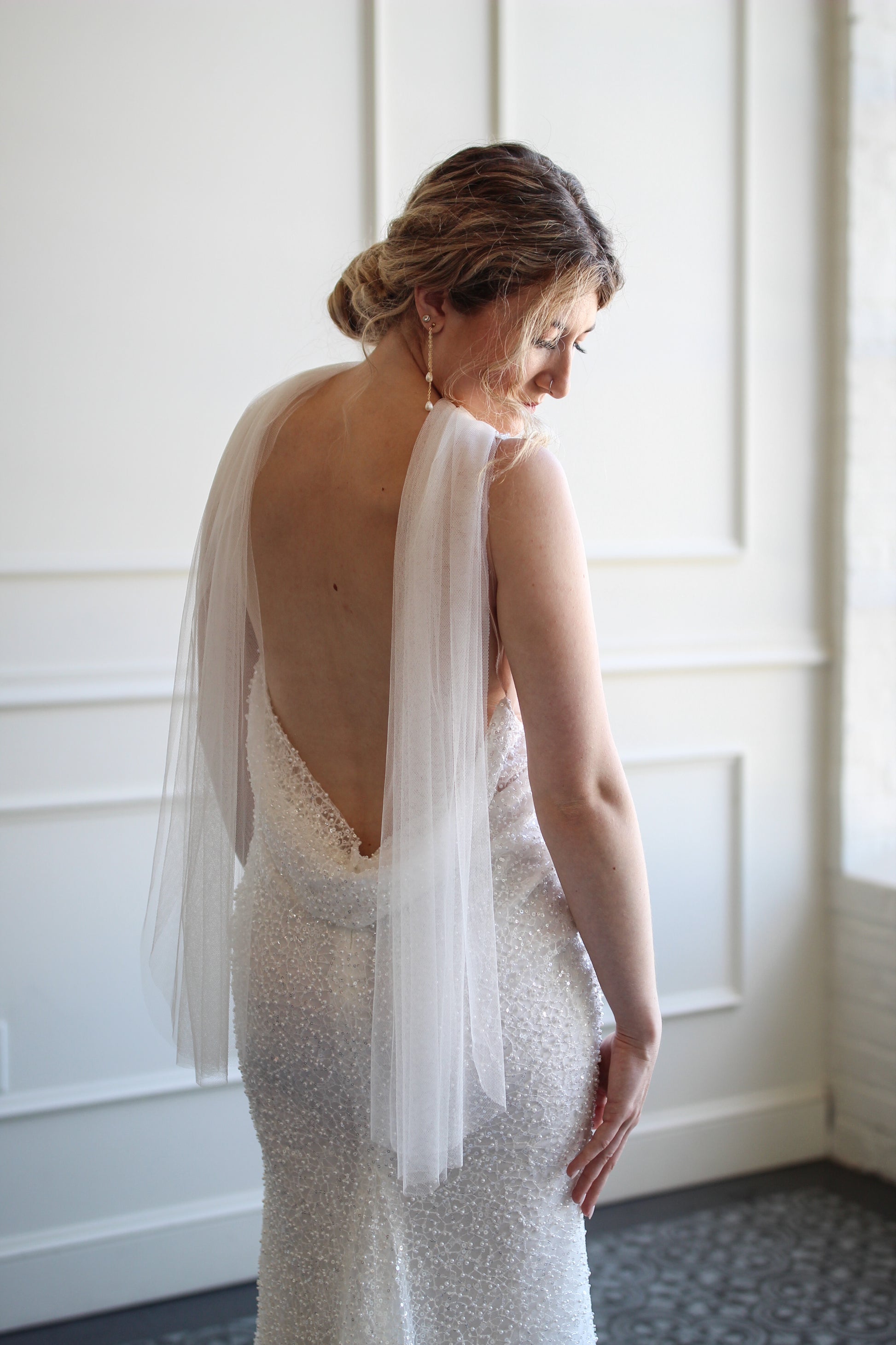 Bridal Neck Scarf - English Net Wedding Scarf Cathedral Length Fingertip - 72 inches / Silk White Bridal Neck Scarf - English Net Wedding Scarf Cathedral Length Fingertip - 72 inches / Silk White
