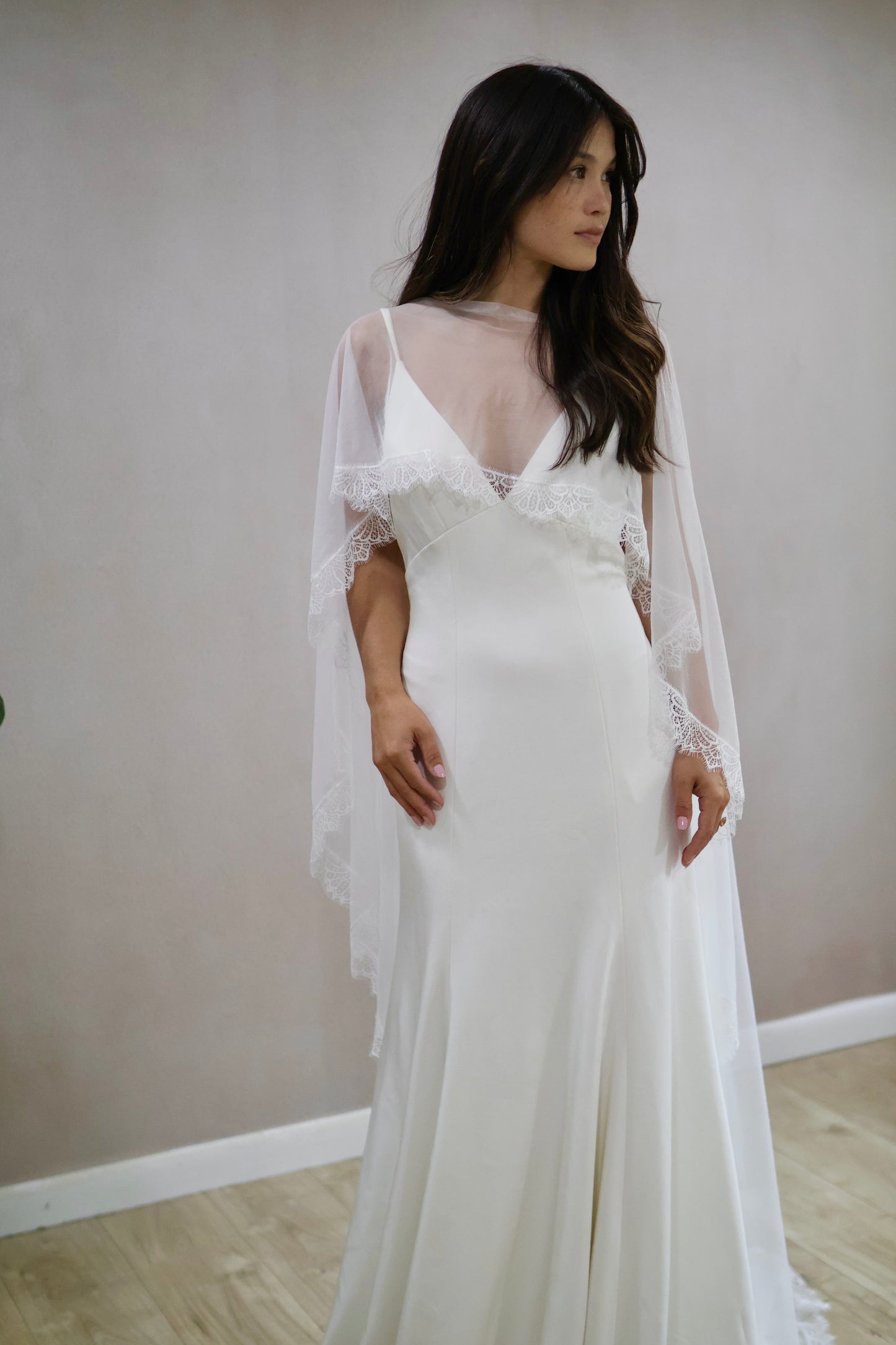 Lace Trim Bridal Capelet