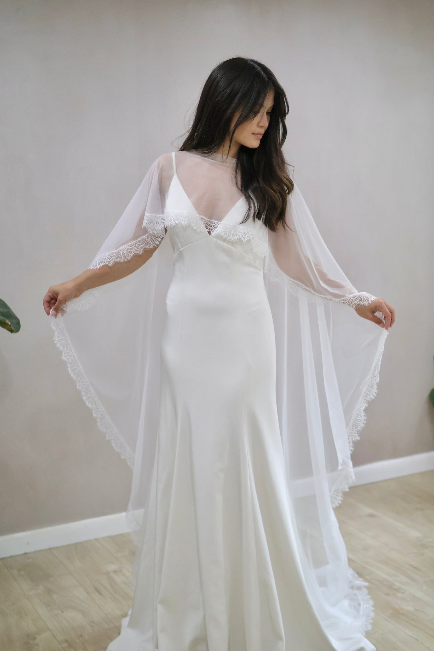Lace Trim Bridal Capelet