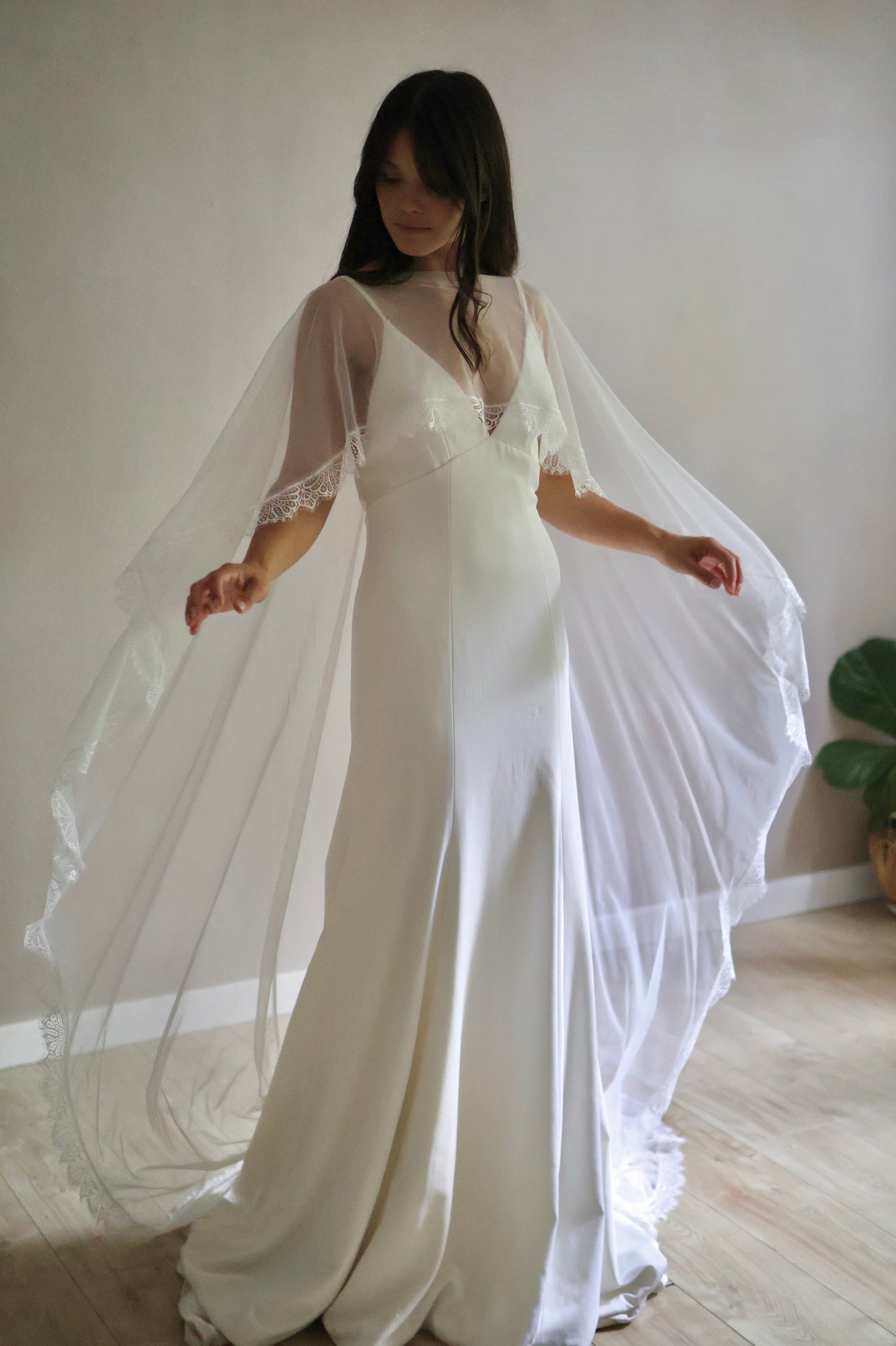 Lace Trim Bridal Capelet