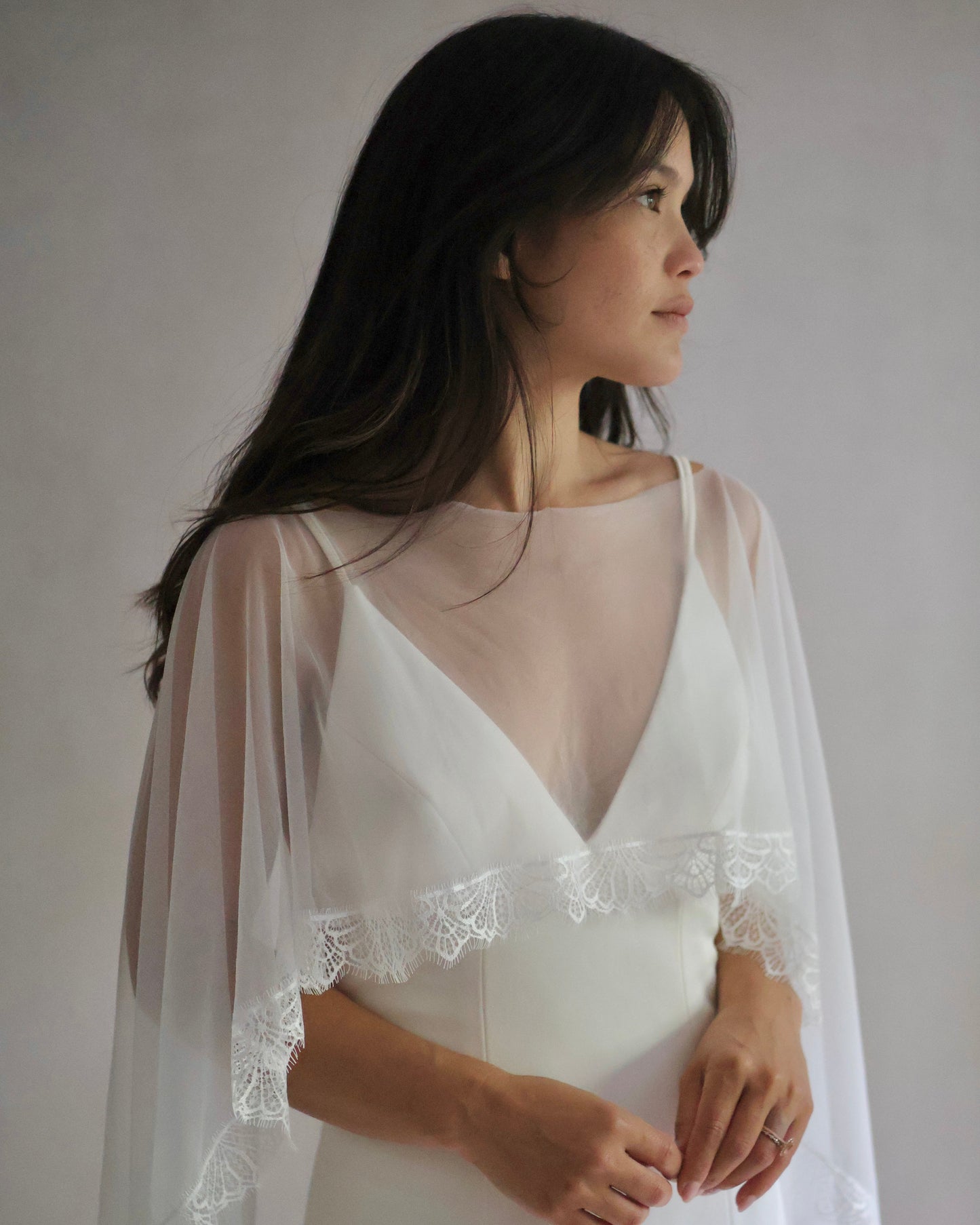 Lace Trim Bridal Capelet