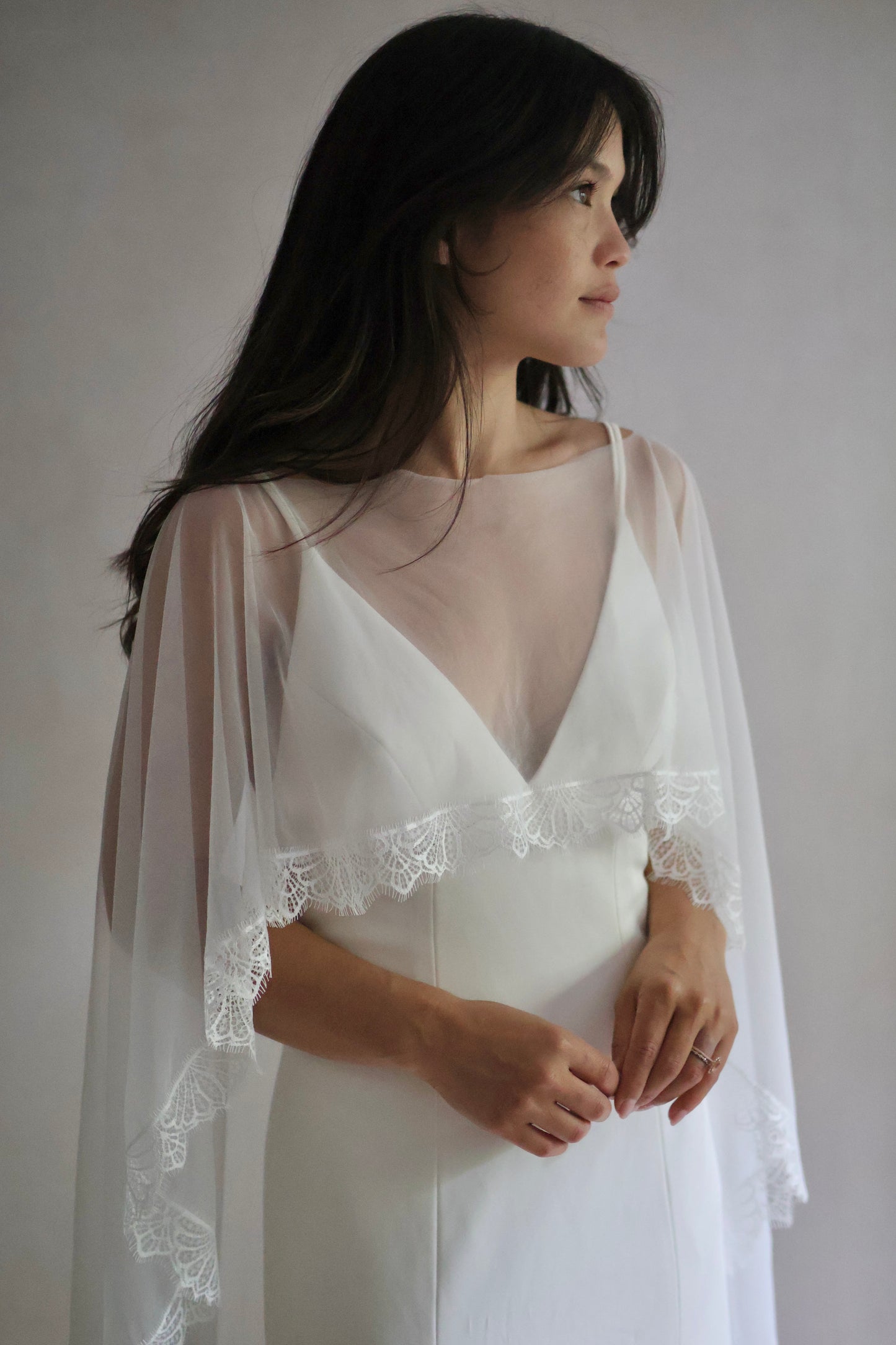 Lace Trim Bridal Capelet