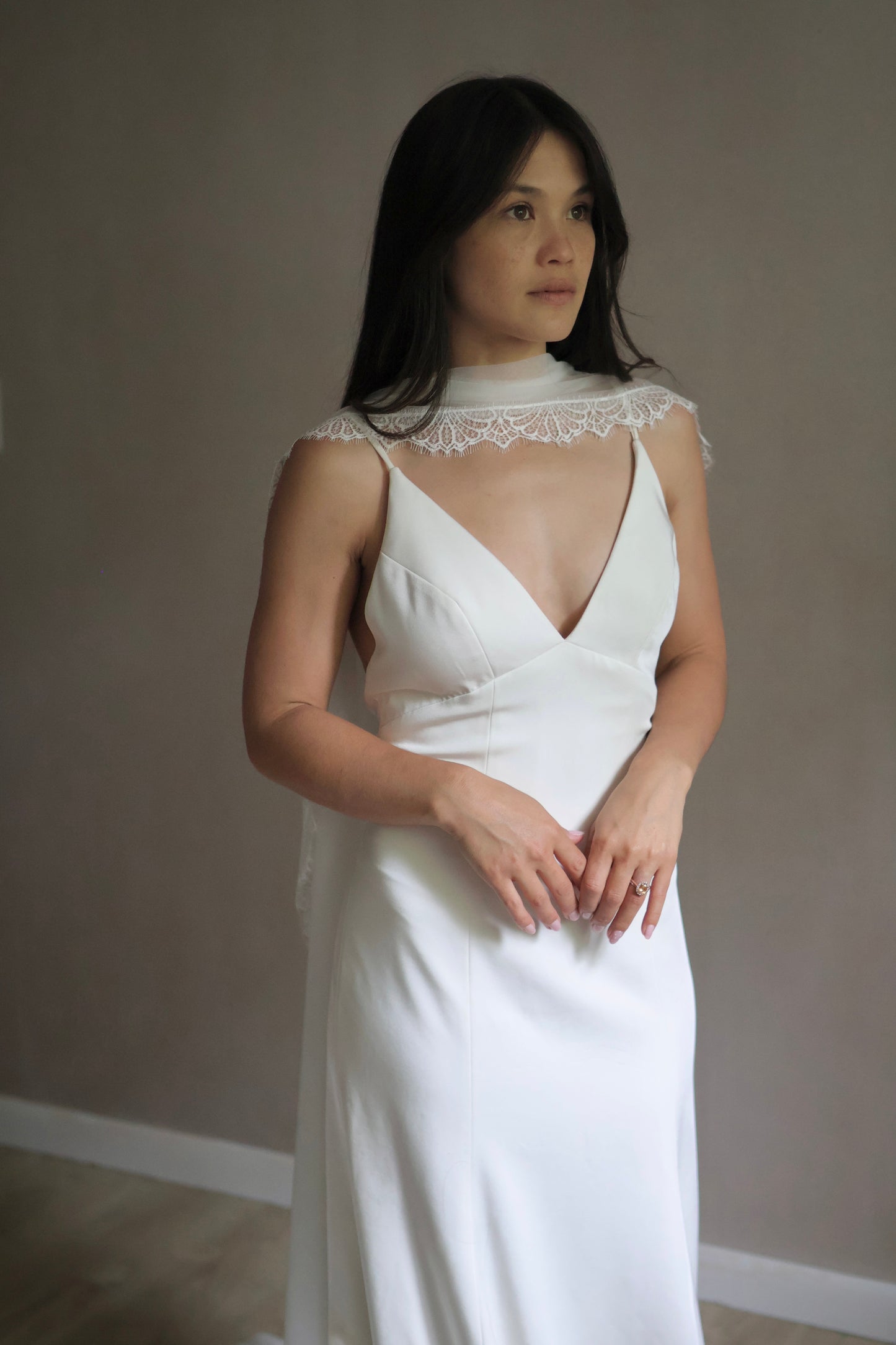 Lace Trim Bridal Capelet