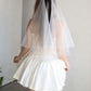 Double Layer Tulle Veil w/ Black Velvet Bow