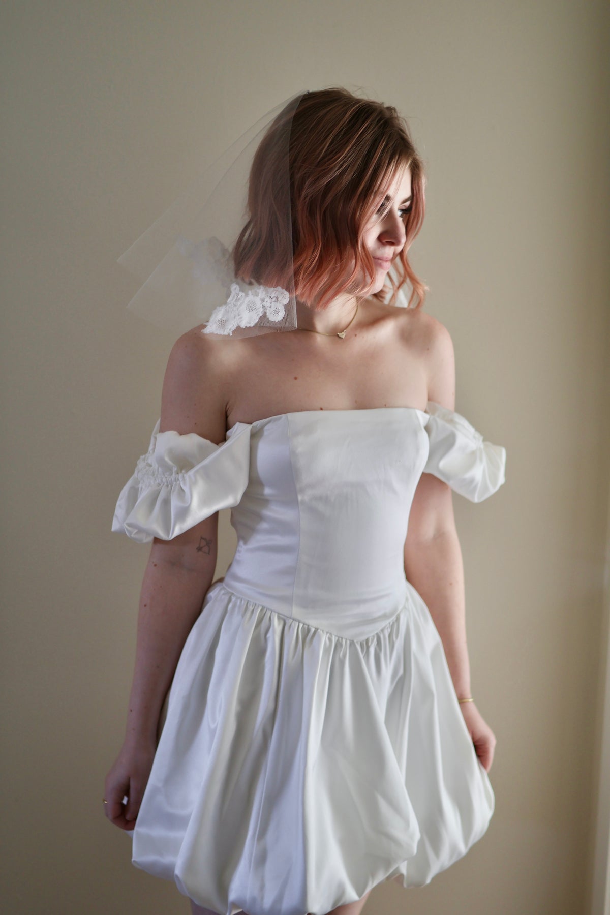 Floral Lace Applique Mini Veil
