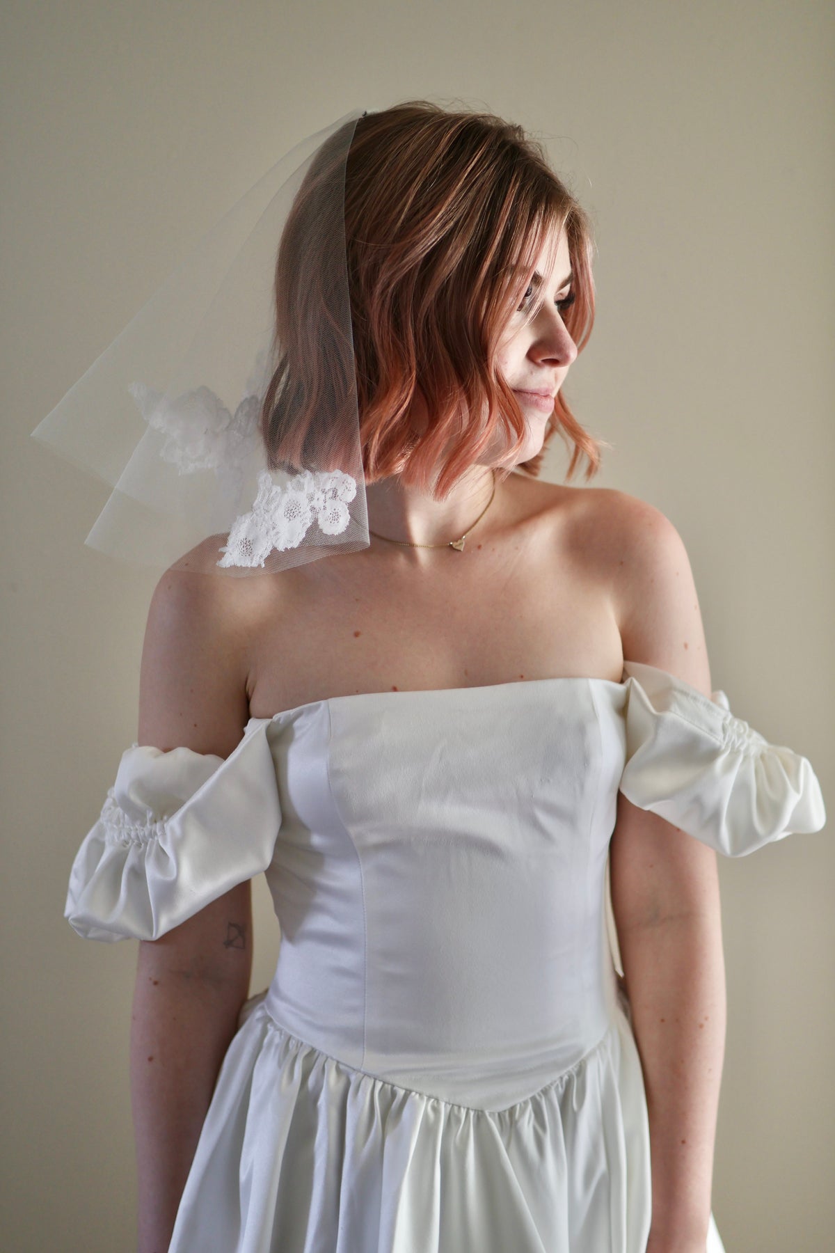 Floral Lace Applique Mini Veil