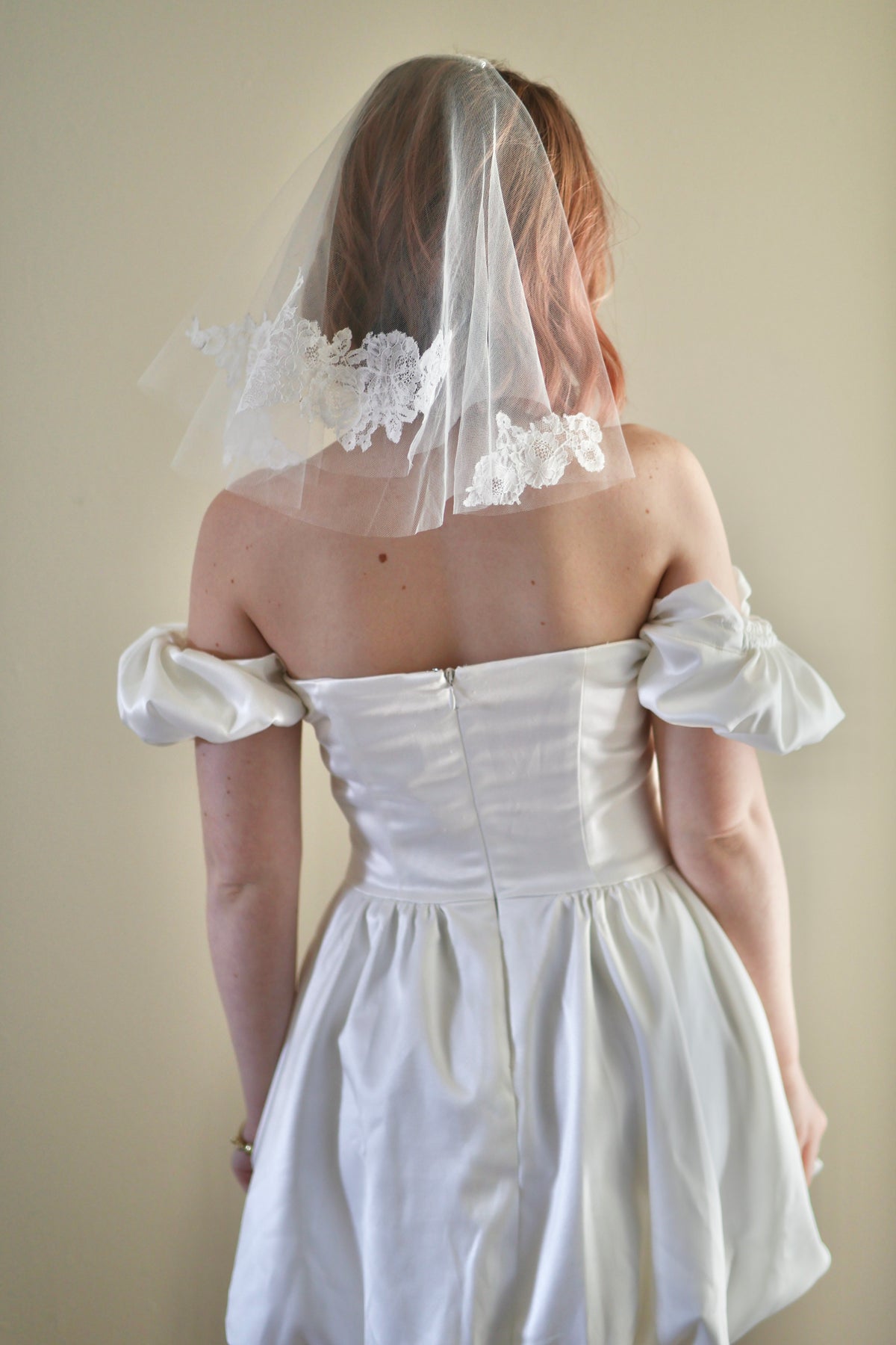 Floral Lace Applique Mini Veil