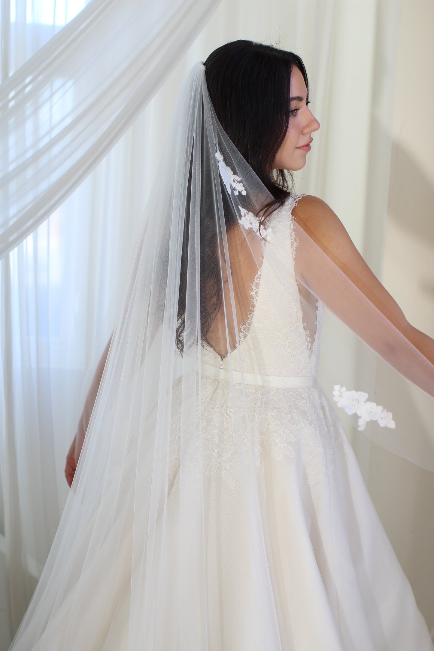 Romantic Floral Applique Veil