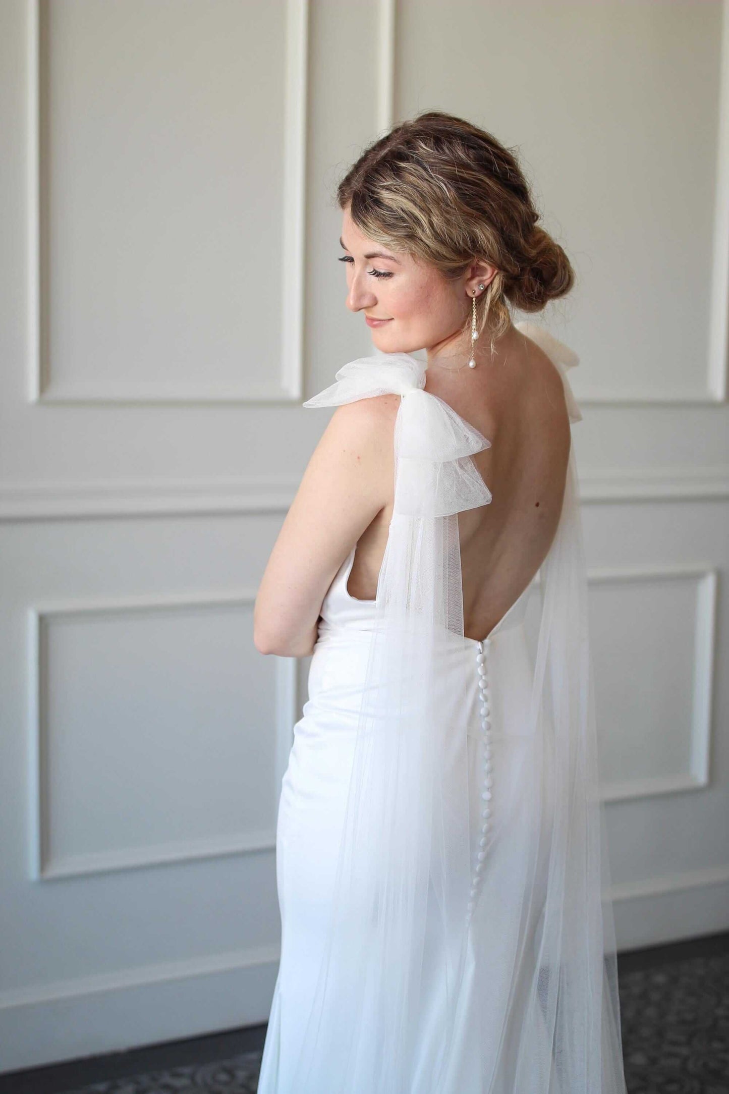 Bridal Cape with Shoulder Bows