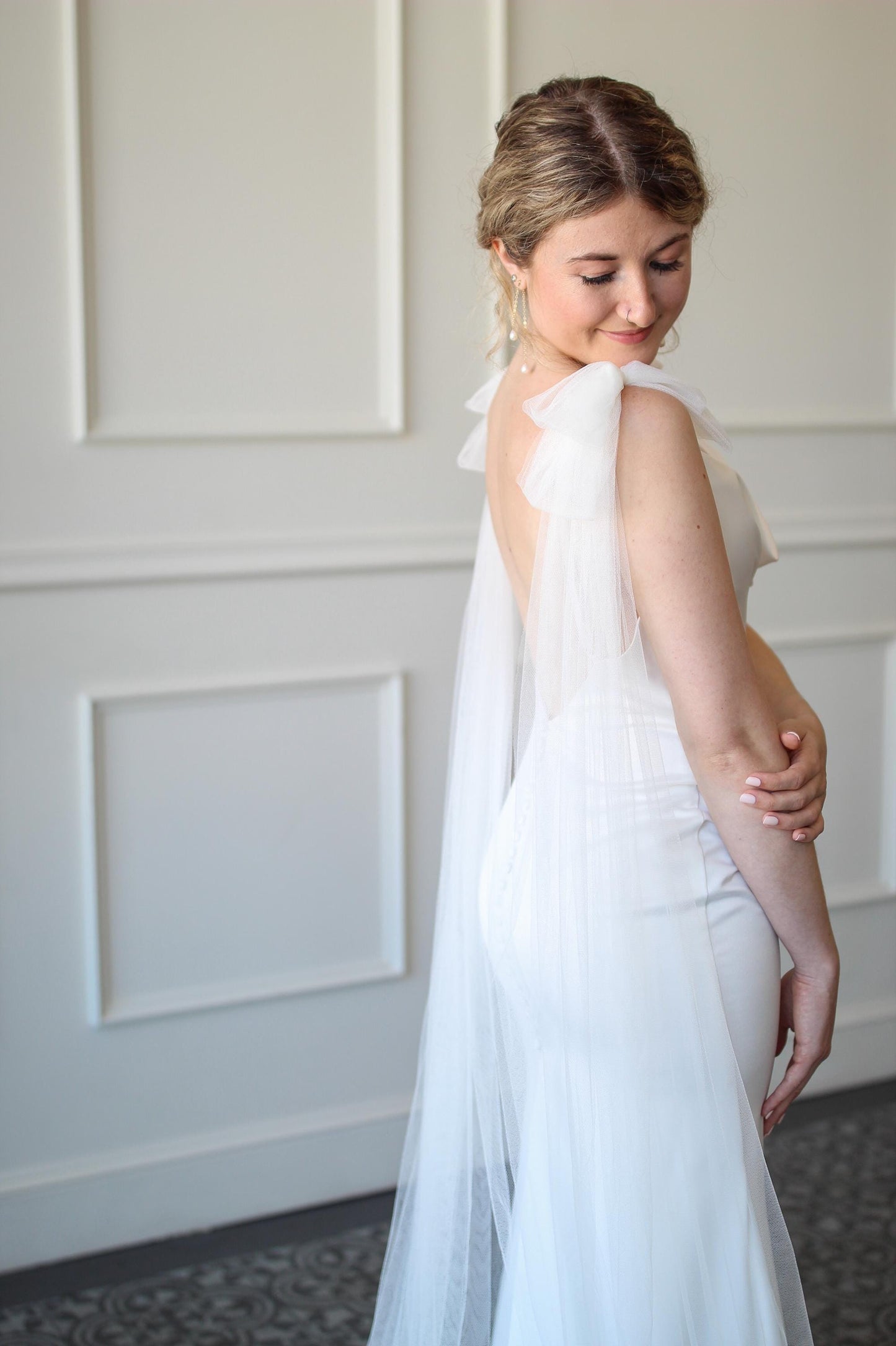 Bridal Cape with Shoulder Bows