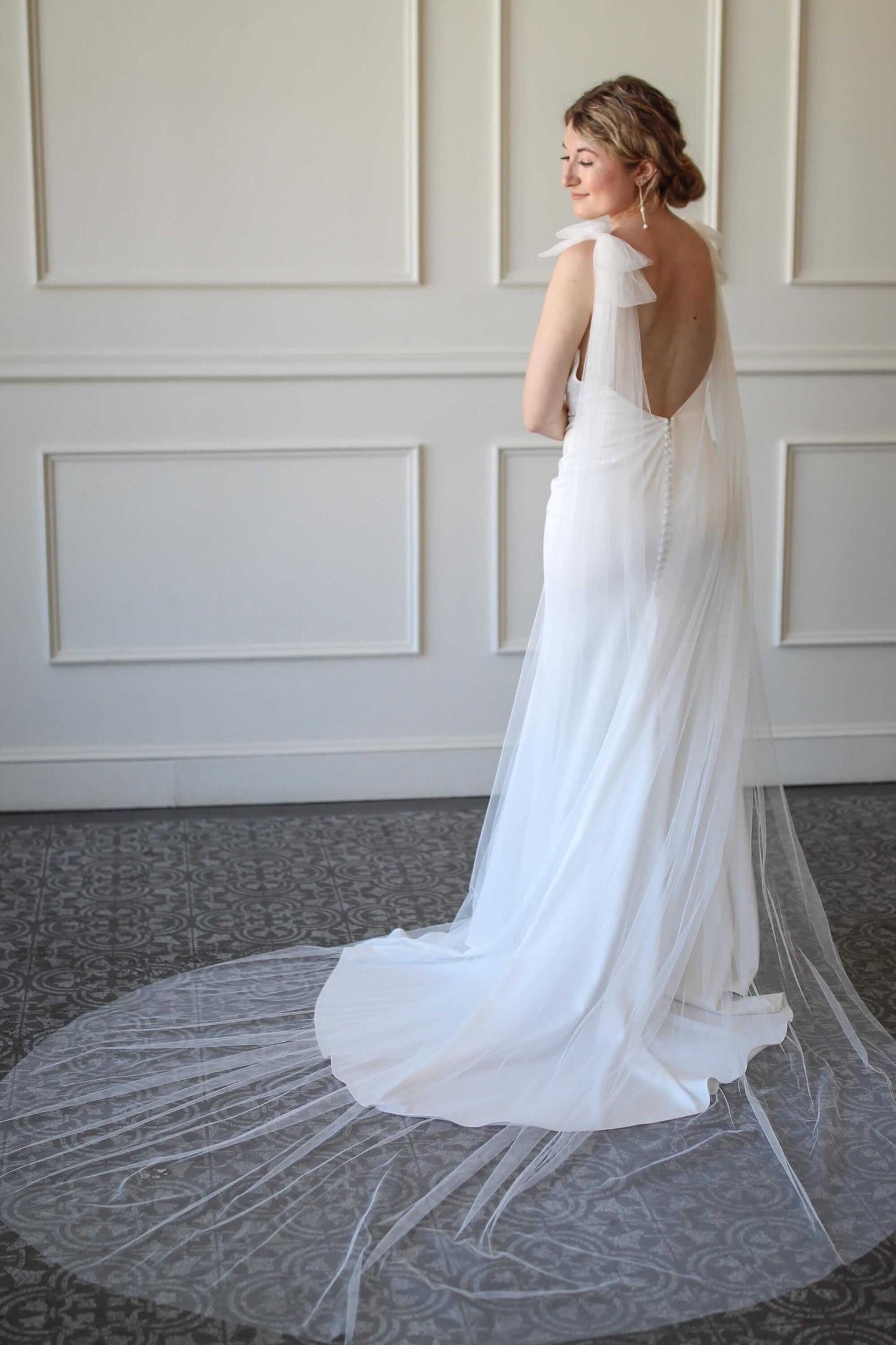 Bridal Cape with Shoulder Bows