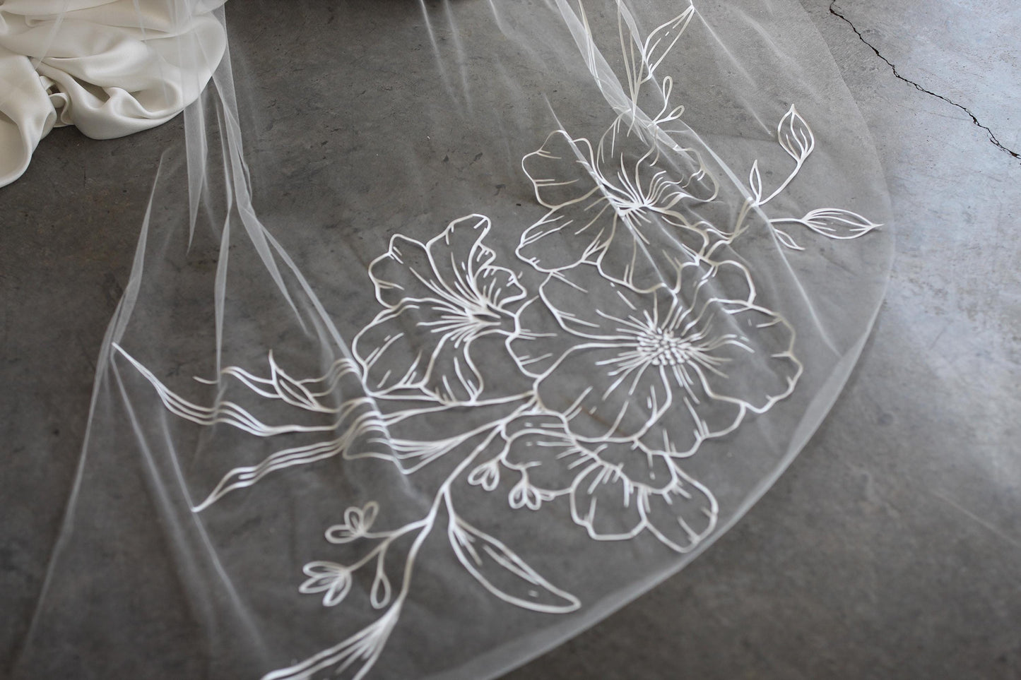 Heat Pressed Flower Veil