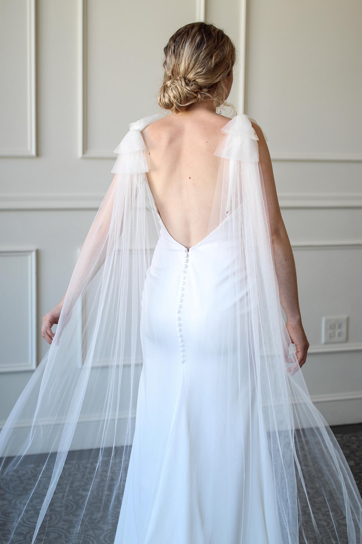 Bridal Cape with Shoulder Bows