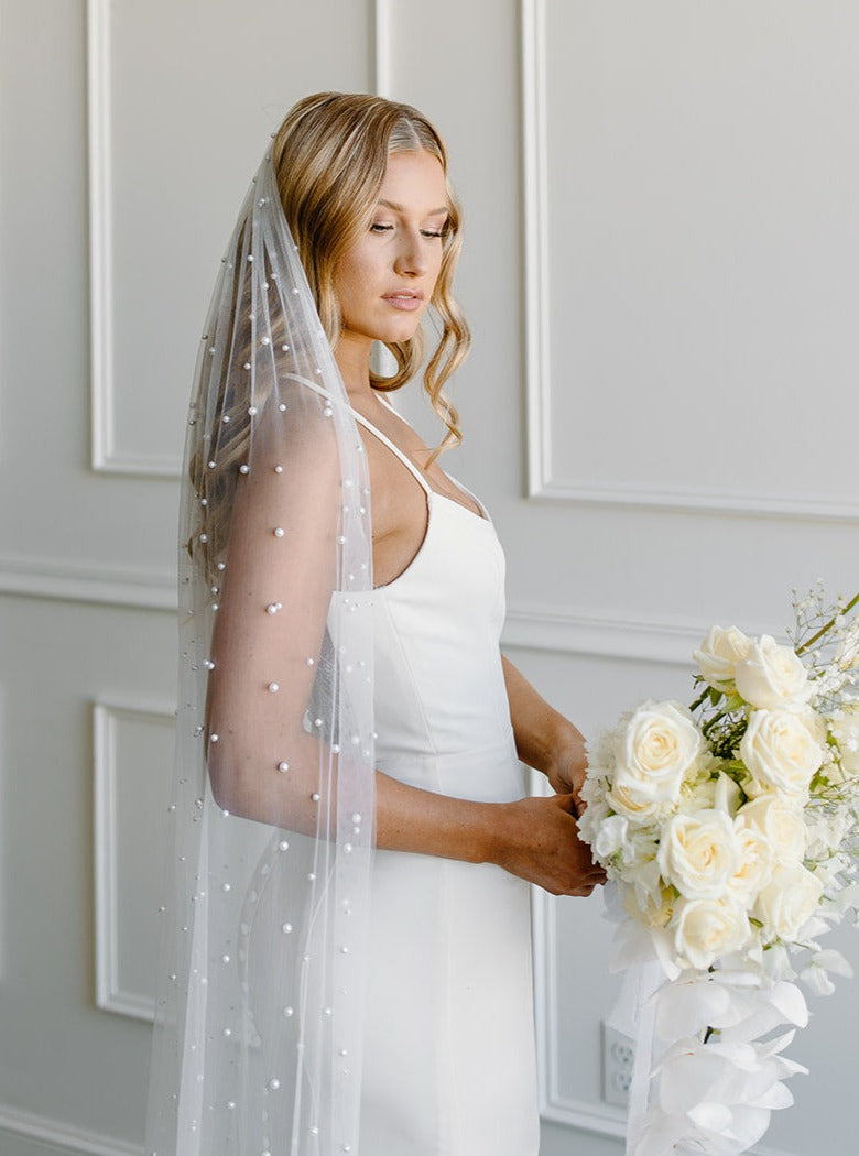 Simple Delicate Tulle Long Wedding Veils For Wedding Party , WV0110 –  Oktypes